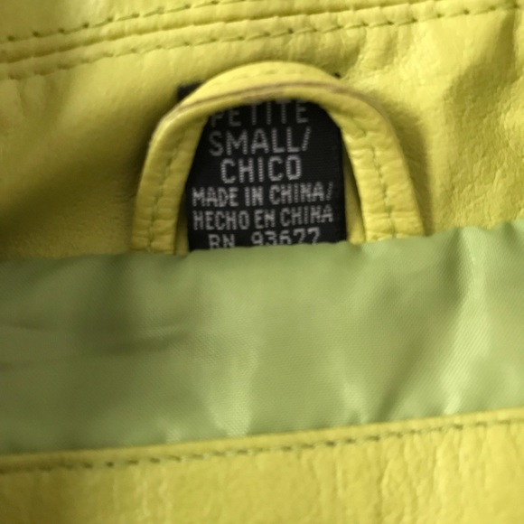 Leather Jacket Lime Green Zip front with Two Pockets Petite Small Worthington - Picture 3 of 14